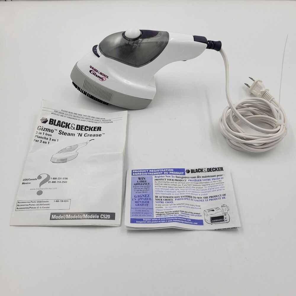 Black & Decker Gizmo Steam 'N Crease 3 In 1 Iron Model # C520 Travel and Home
